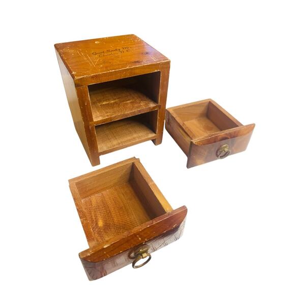 Small Trinket Jewelry Box Great Smoky Mts 2 Drawer 3.75 Inches High - Picture 6 of 6